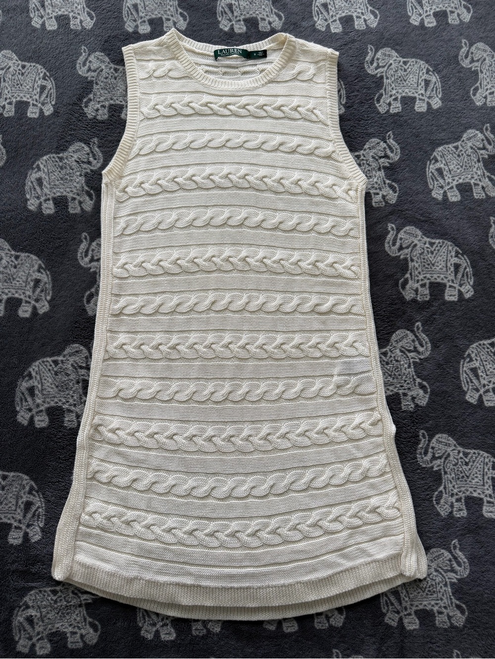 Lauren Ralph Lauren Ivory Cable-Knit Sleeveless Sweater